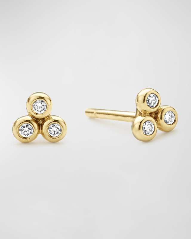 18K Gold and Diamond Petite Triangle Stud Earrings